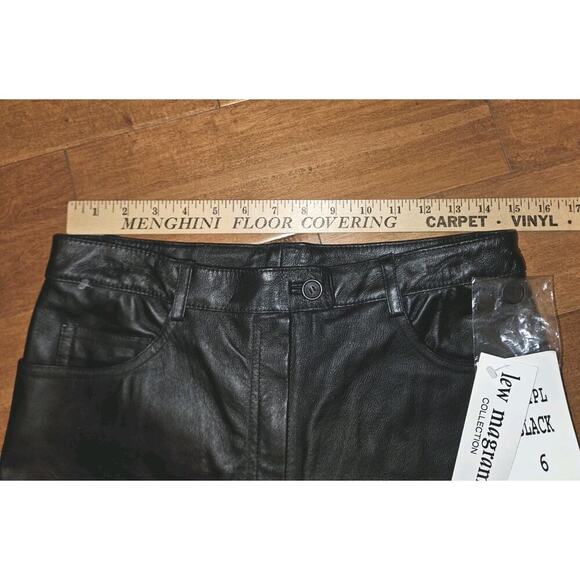 NWT Vintage Lew Magram 5 Pocket Leather Pants Black Lined Straight Leg Size 6 - Picture 8 of 10